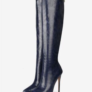 Milano Navy Over-the-Knee Stiletto Boots